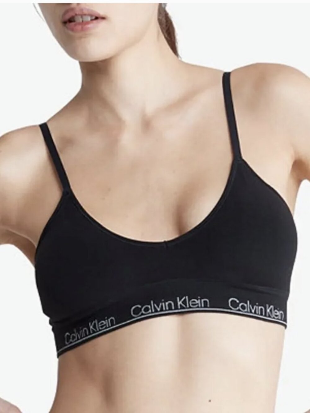 Calvin Klein Modern Seamless Naturals Lightly Lined Triangle Bralette Black NWT